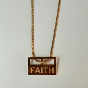 Vintage 14K gold Faith Square Necklace.